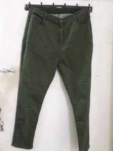Olive Green Colour Denim Jeans