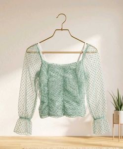 Sheer Polka Dot Mesh Top