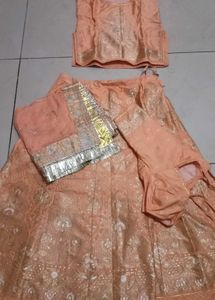 Peach Embroidered Rajputi poshak