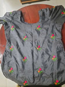 Embroidered black churidhar top