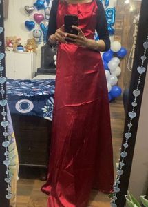Elegant Maroon Satin Maxi Dress