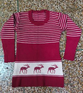 Striped Reindeer Knit Sweater