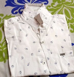Men's White Printed Casual Shirt