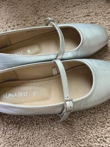 Silver Mary Jane Ballet Flats