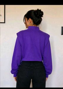 Purple Cropped Sweatshirt with Rhinestones