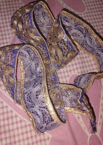 neavy blue lace net zari work dress material