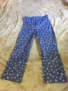 Blue Daisy Print Flare Pants