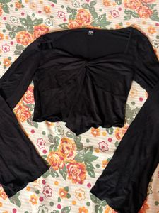 Chic Black Twist Front Top