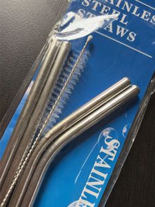 Stainless steel straws - pack of 4 with clea