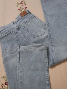 AMBER LUSH Ice Blue Straight Fit Denim Jeans.