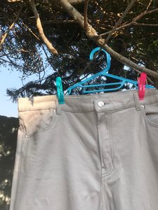 h&amp;m wide twill trousers