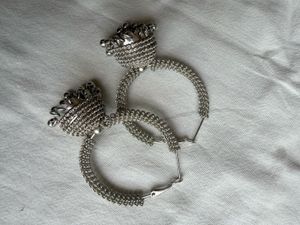 Silver Jhumka Hoop Earrings