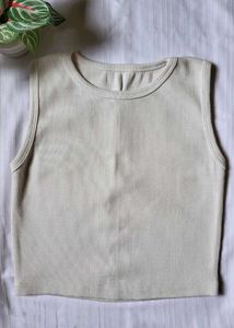 3 Ribbed Cream Tank Top