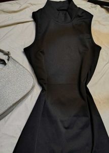 Savana Slit Black Mock Neck Dress
