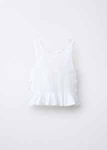 Zara White Smocked Peplum Tank Top