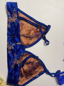 Royal Blue Bikini Set of 2 with Floral Print