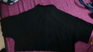 Black Textured Cropped Shirt(size-M)