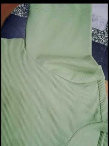 Mint Green Ribbed Cropped T-Shirt