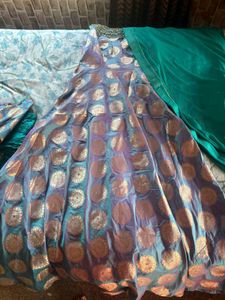 Elegant Floral Print Ethnic Gown with Dupatta