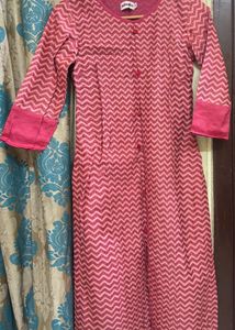 Pink Chevron Print Kurta