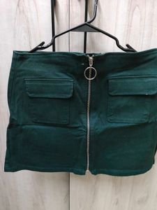 Green Mini Skirt with Zipper