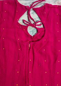 Vibrant Pink Kurta with Polka Dots