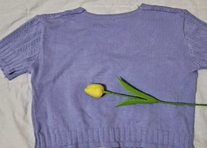 Lilac Knit Cropped Cardigan