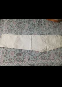 Cream High-Waisted Wide-Leg Jeans