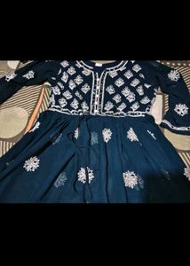 Elegant Navy Embroidered Kurta mirror work