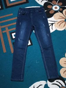 Girls' Blue Distressed Denim Jeans