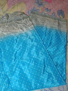 Blue & Grey Bandhani Saree