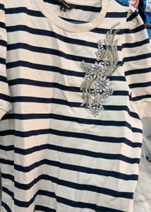 Striped T-Shirt with Embellishment