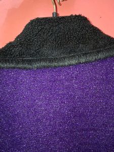 Purple Hooded Woolen Jacket