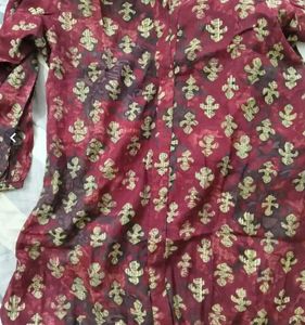 Maroon &amp; Gold Printed Tunic Kurta
