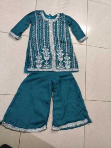 Beautiful Teal Kurta Sharara Set