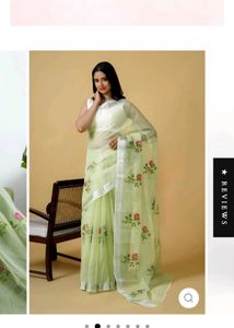 Beautiful Light Green Floral Saree