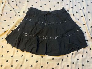 Black Embellished Tiered Mini Skirt