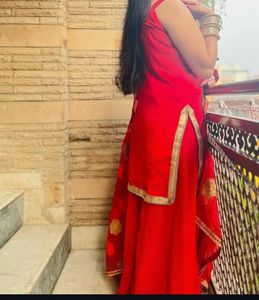 Designer Beautiful Red  Sleeveless Suit