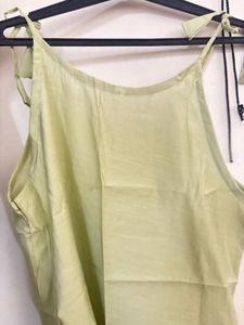 Light Green Floral embroidered sleeveless Kurti