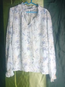 Light Blue Floral Sheer top