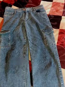 Blue Denim Cargo Jeans