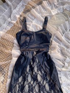 Elegant Navy Lace Detail Dress