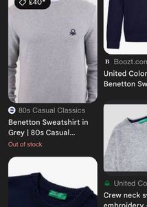 Benetton Blue Cotton Sweater