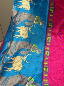 Pink &amp; Blue Saree unused with untiched blouse