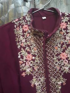 Elegant Embroidered Wine color Ethnic Gown