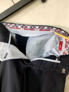 Men's Dark Blue Shorts With Waist Tighteners