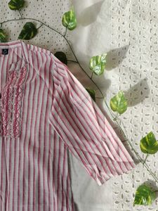 Striped Embroidered Kurta