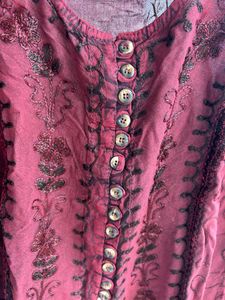 Boho Embroidered Rayon Tunic Top