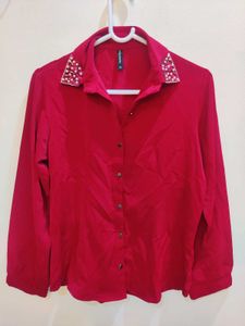 Dark Red party-wear shirt