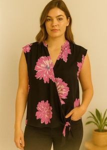 Floral Print Wrap Top